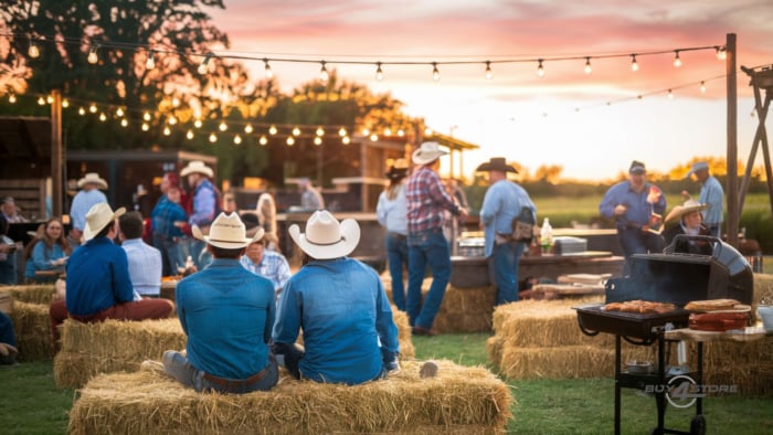 Western-themed outdoor party near ranch