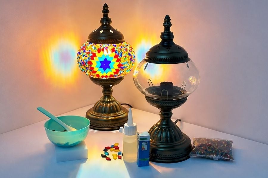 DIY Mosaic Glass Lamps DIY Mosaic Glass Lamps