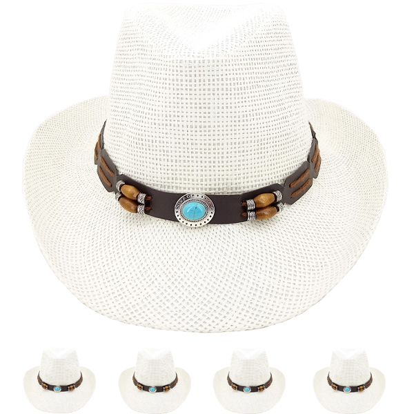 White Paper Straw WESTERN Cowboy Hat