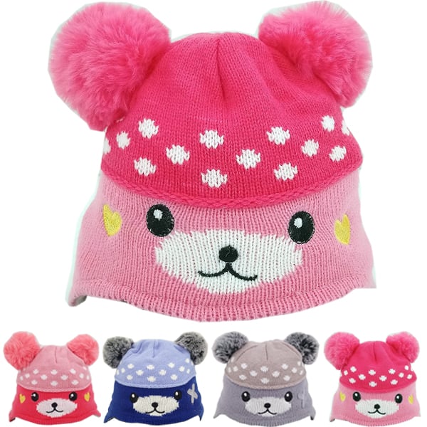 Kid's Winter Hat Set - Cute Bear With Hat BEANIE