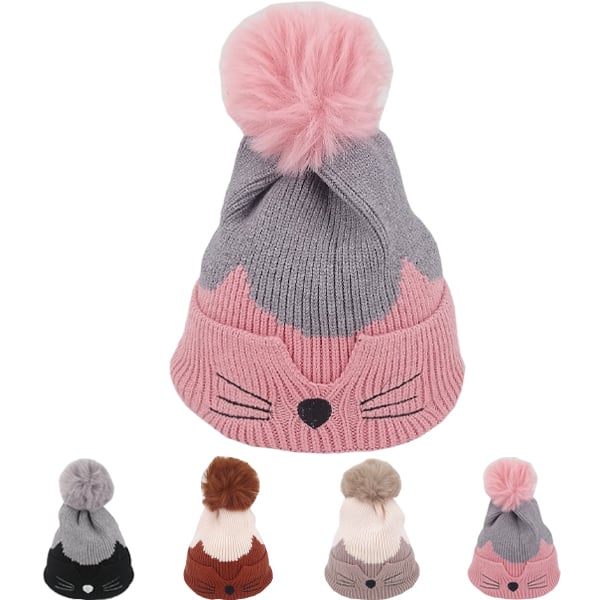 Kid's Winter Beanie HAT - Cat Whiskers Design