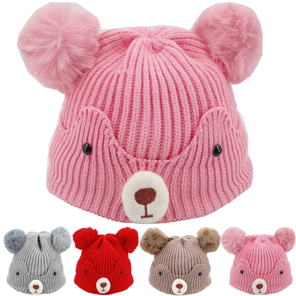 Kid's Winter Beanie HAT - Cute Bear With Ears Design