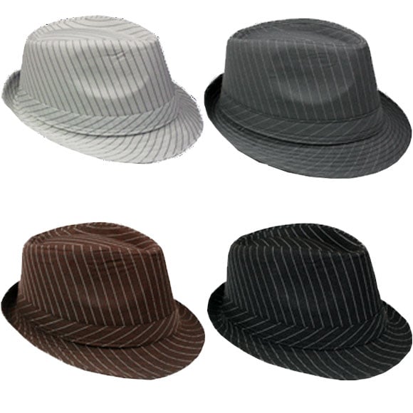 High-Quality Pinstripes Mix Color Trilby Fedora HAT Set