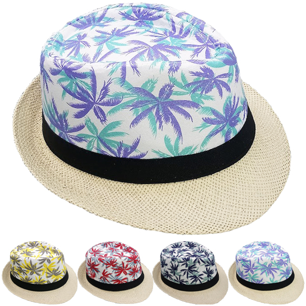 Adult STRAW Trilby Fedora Beach HAT Set