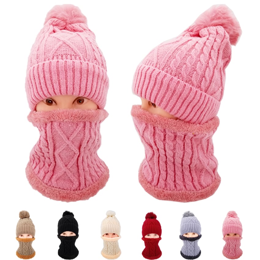 Braid Knitting BEANIE and Scarf Set Winter Hats for Women