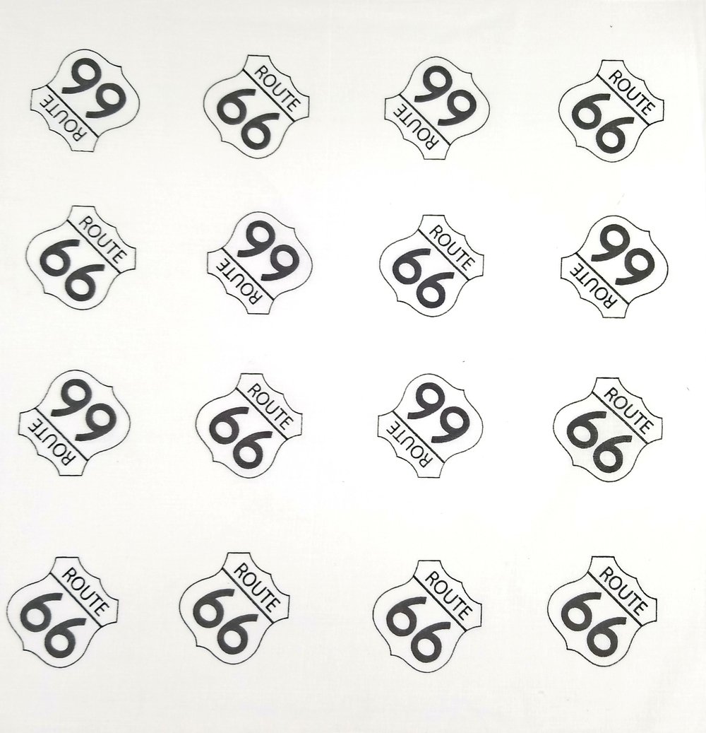 Route 66 White Cotton Bandanas