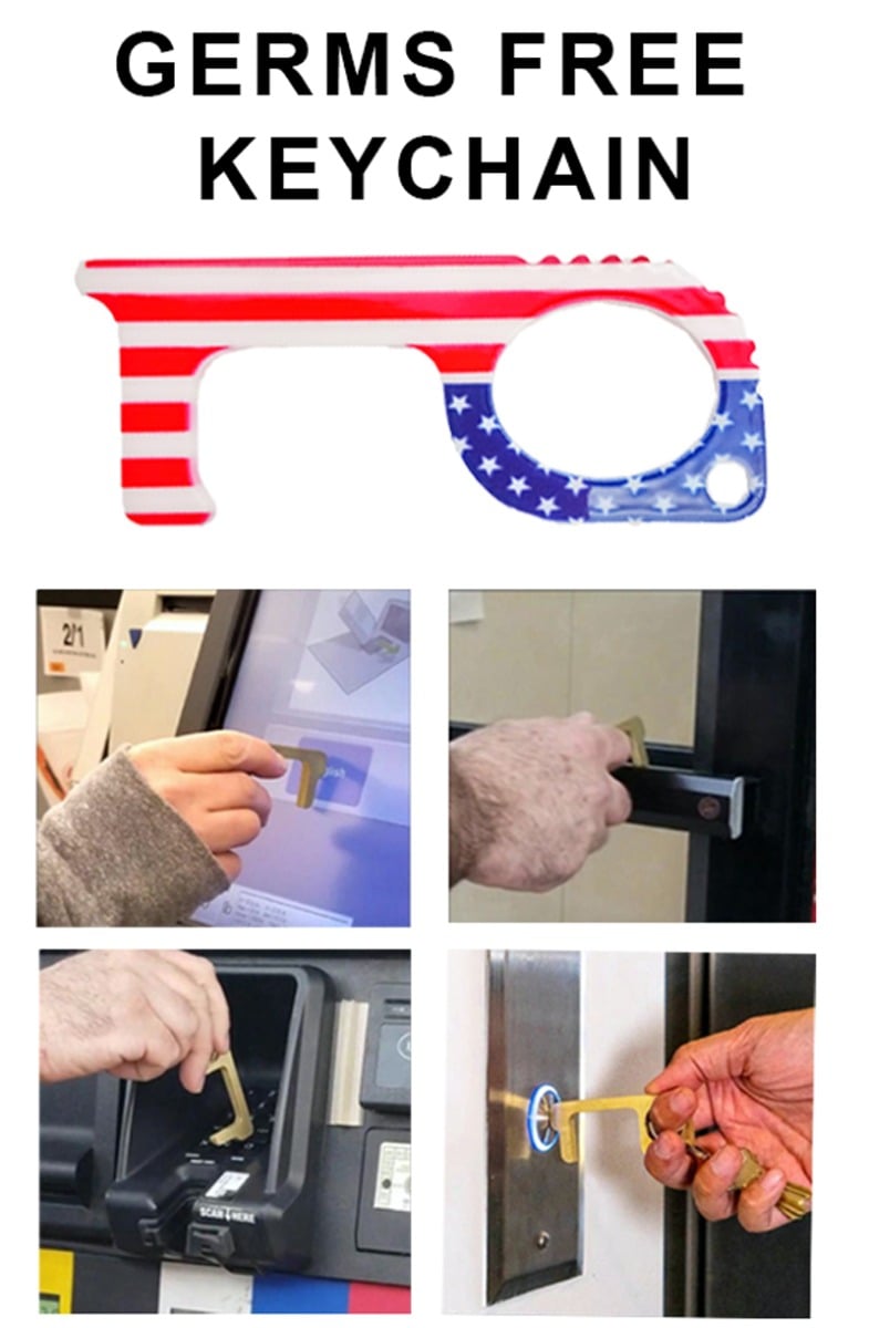 Germs Free American Flag Design KEYCHAIN