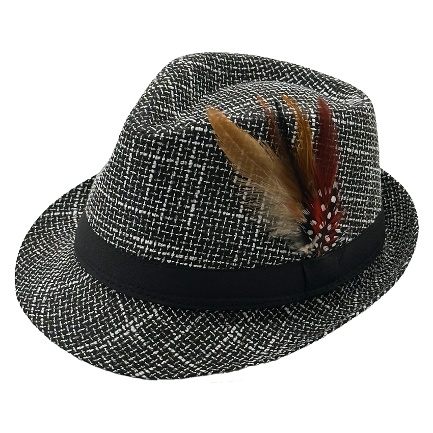 Adult Black and White Trilby Fedora HAT Set