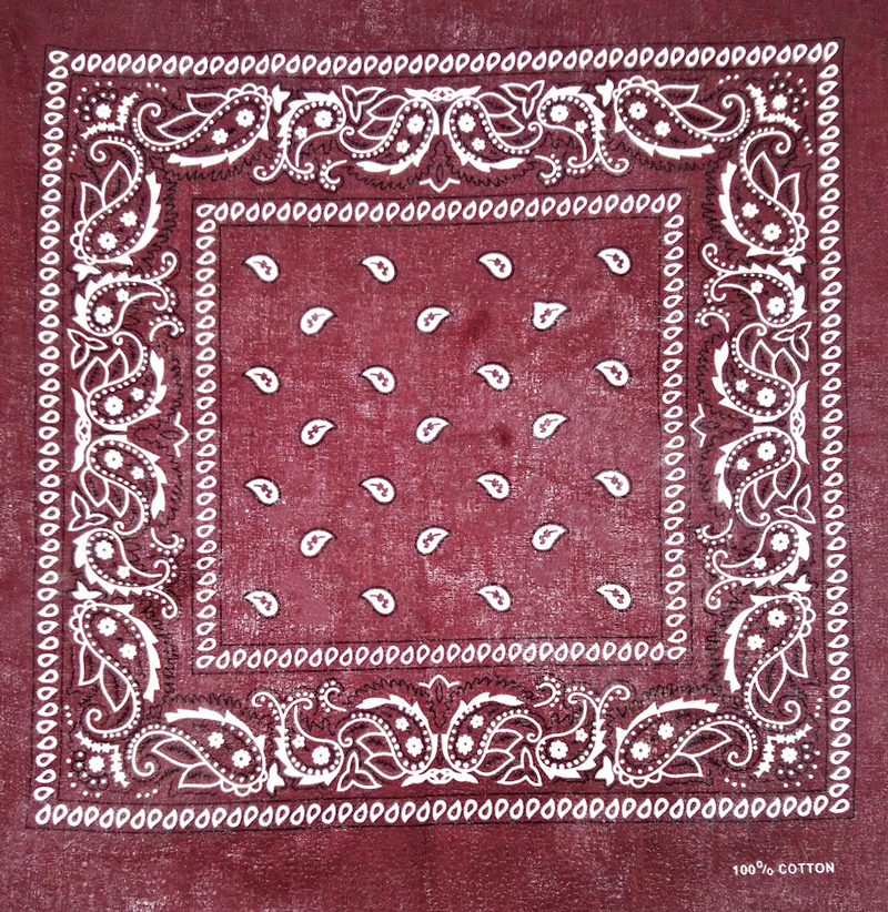 Brown Paisley Printed Cotton BANDANAs