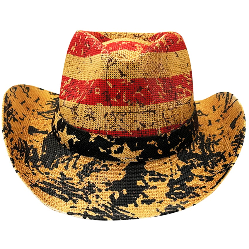 American Tea Stained Paper Straw COWBOY HAT