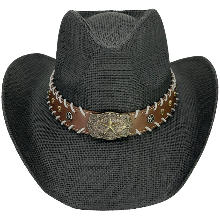 Black Paper Cowboy Hats for LADIES - Bull Laced Edge Band 