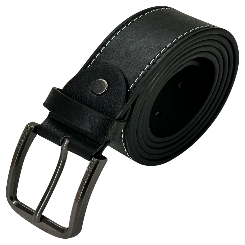 Mens LEATHER Belt Parallel Stitched Black LEATHER Mixed sizes