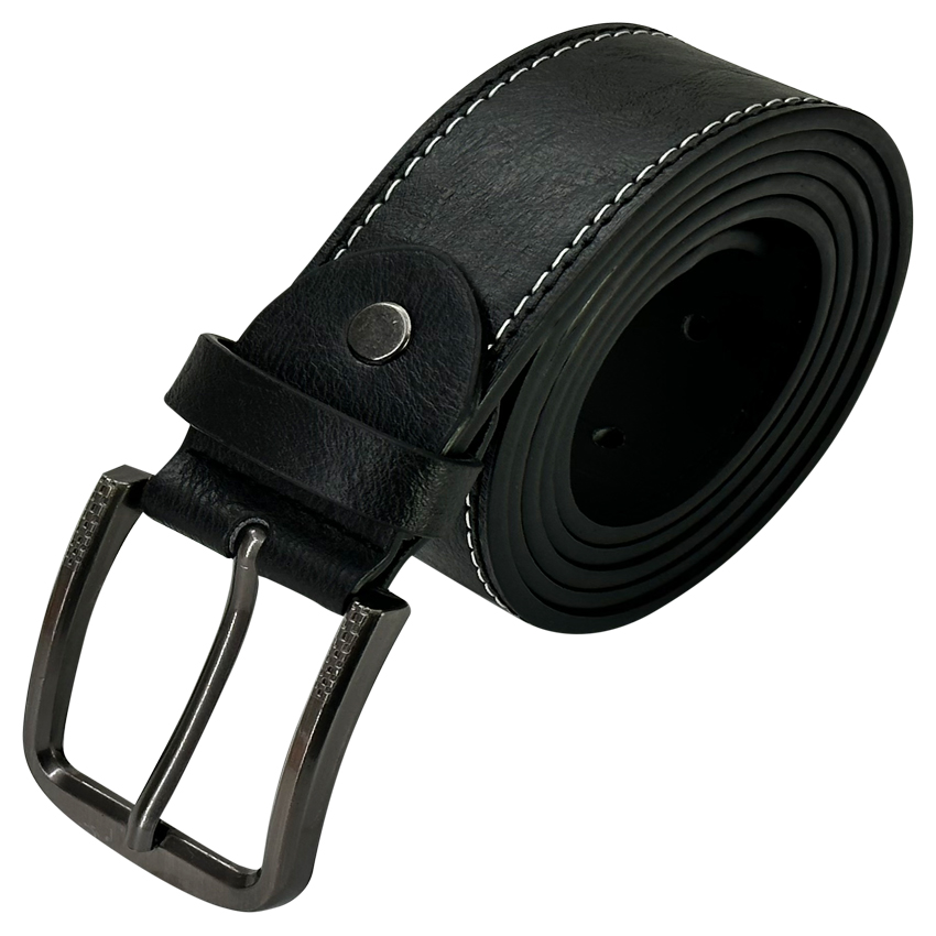 Mens Leather BELT Parallel Stitched Black Leather Mixed sizes