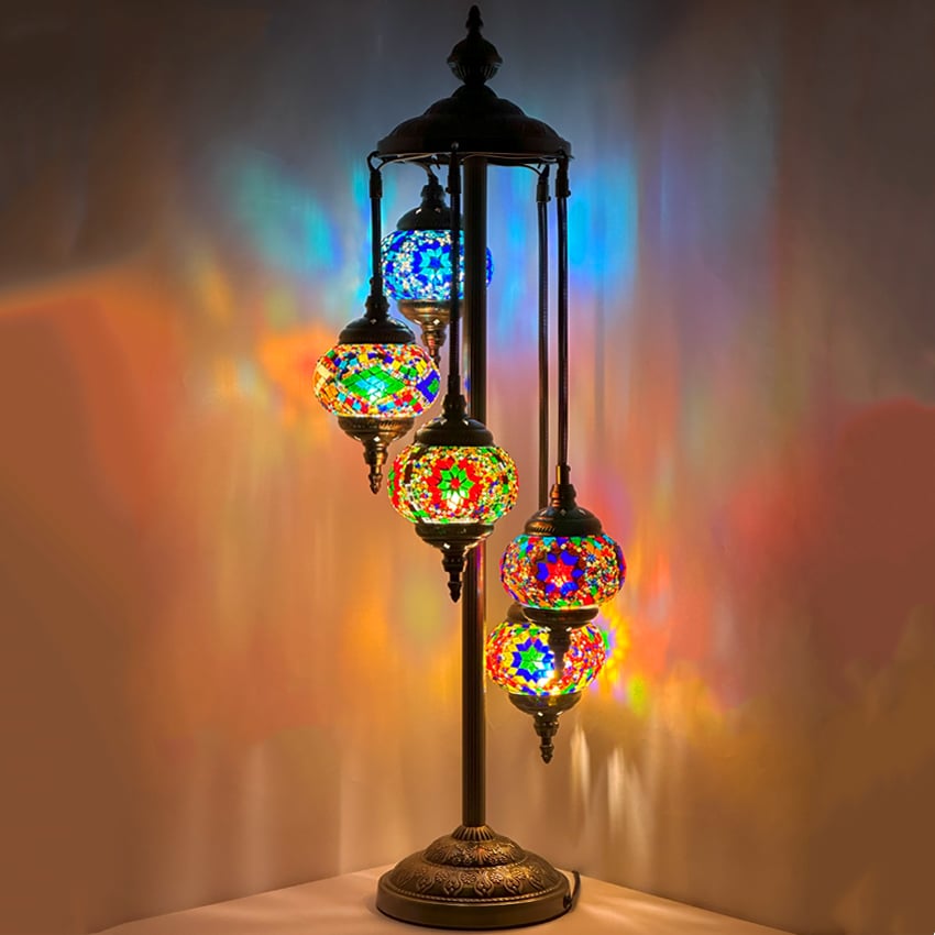 Mystic Garden Turkish LAMPs with 5 Globes - Without Bulb