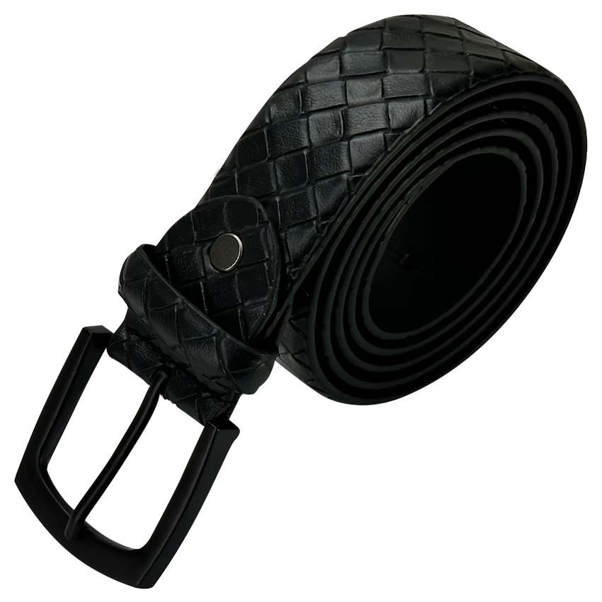 Belt for Men Black LEATHER with Basket weave Pattern Mixed sizes