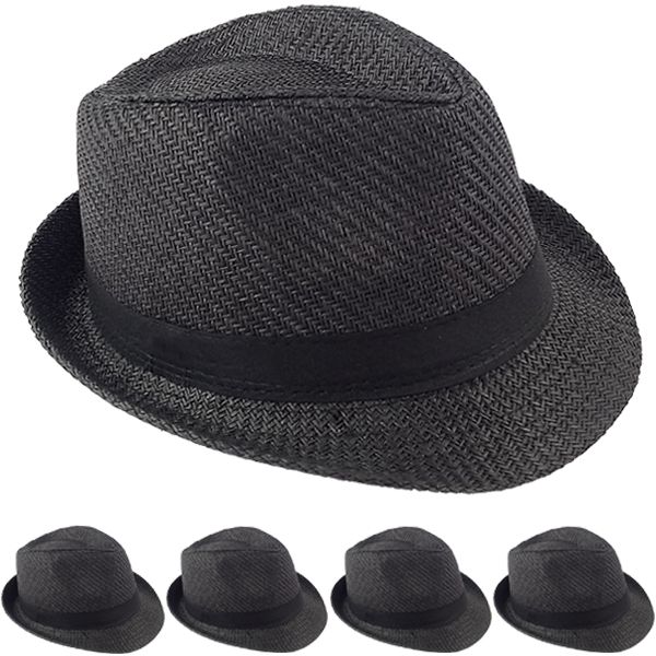 Black Toyo Straw Trilby Fedora HATS - 60 CM