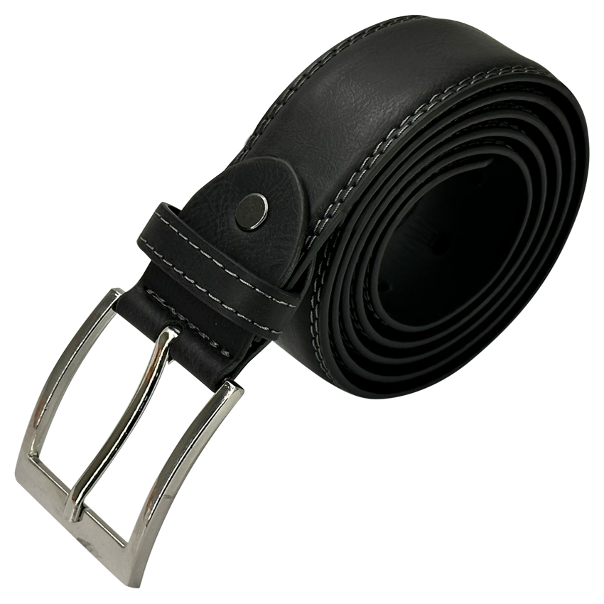 Men's Leather BELTs Stitched edges Noir Black Mixed sizes