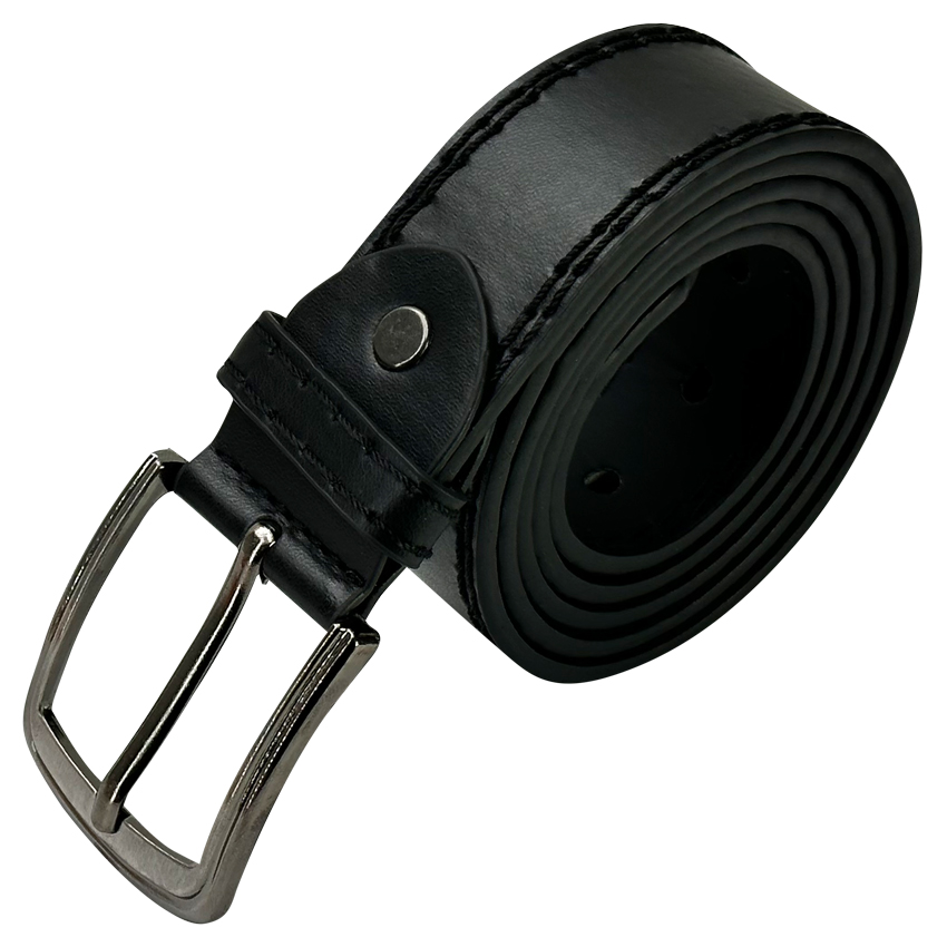 Belt for Men Parallel Double Stitched Mat Black LEATHER Mixed sizes