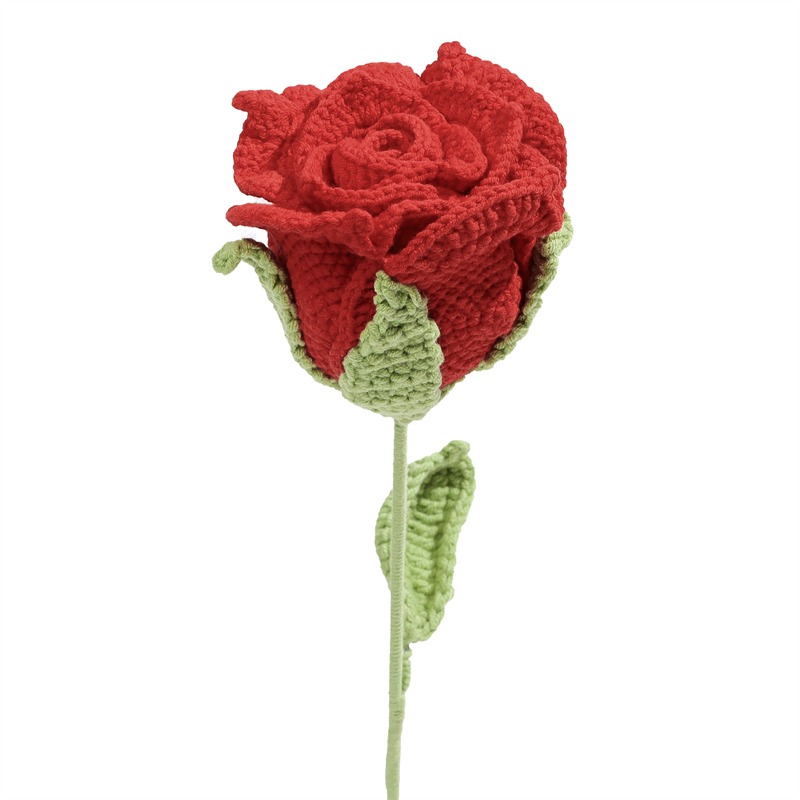 Crochet Red Bloom Roses for VALENTINE's Day Bouquets for Her