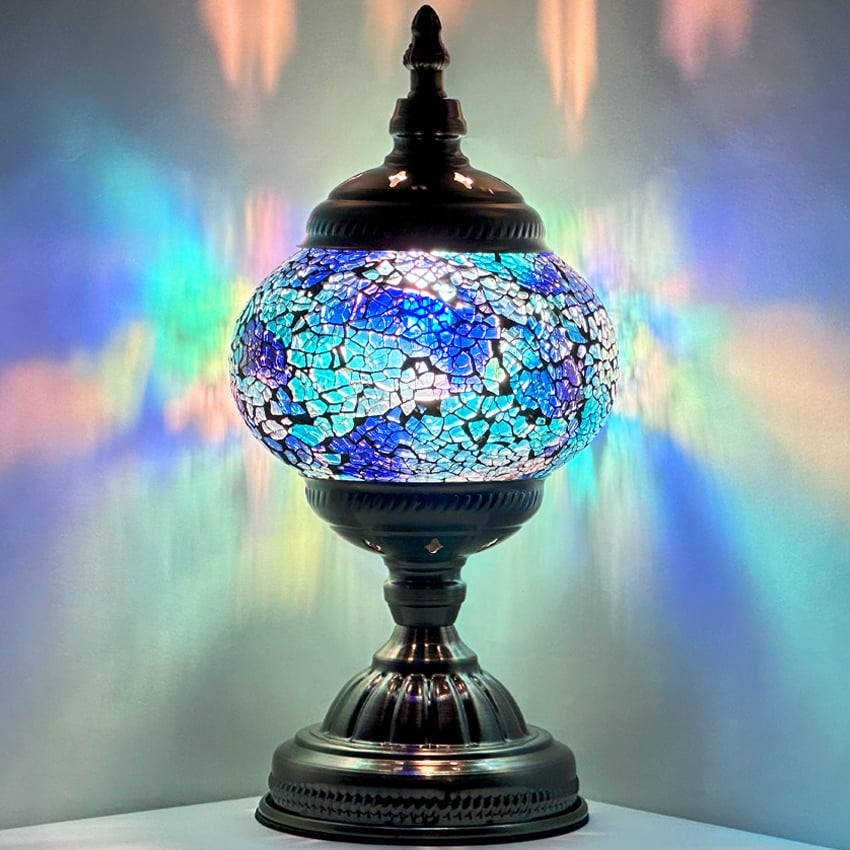 Blue Lavender Mosaic Round LAMPs - Without Bulb