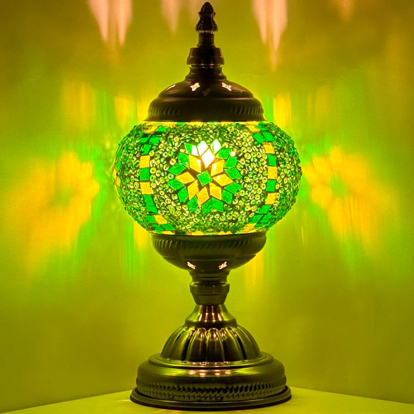 Mint Green FLOWER Moroccan Mosaic Lamp - Without Bulb