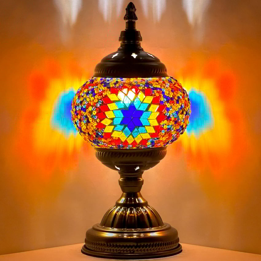 Vibrant Rainbow Table LAMP with Mosaic Glass - Without Bulb