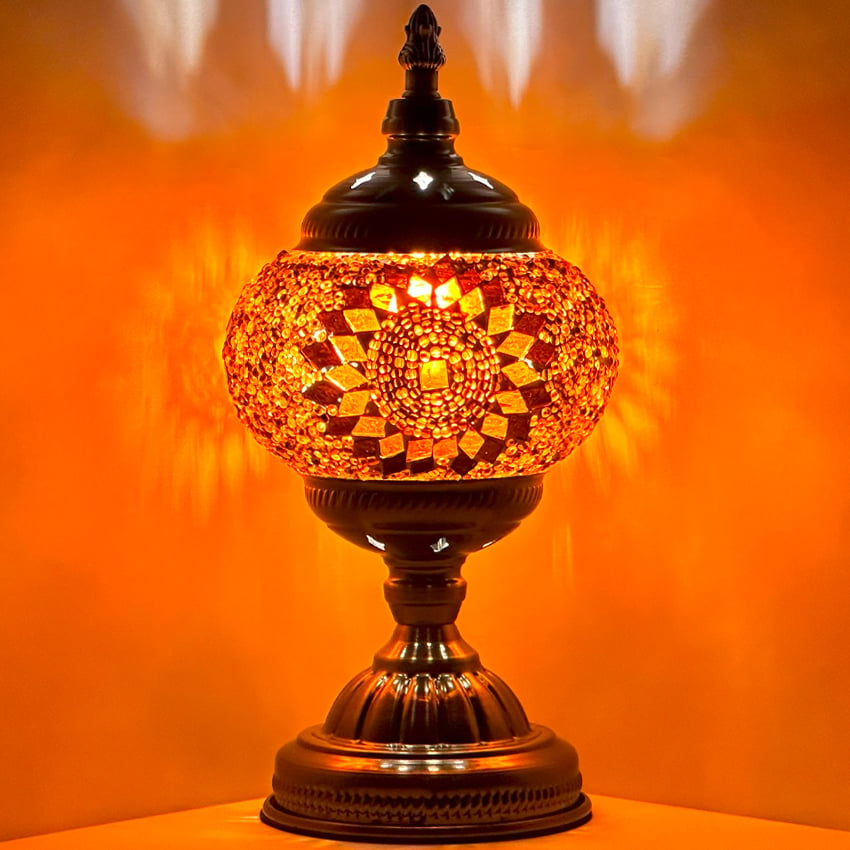 Turkish Lamps with Orange Mosaic GLASSES - Without Bulb