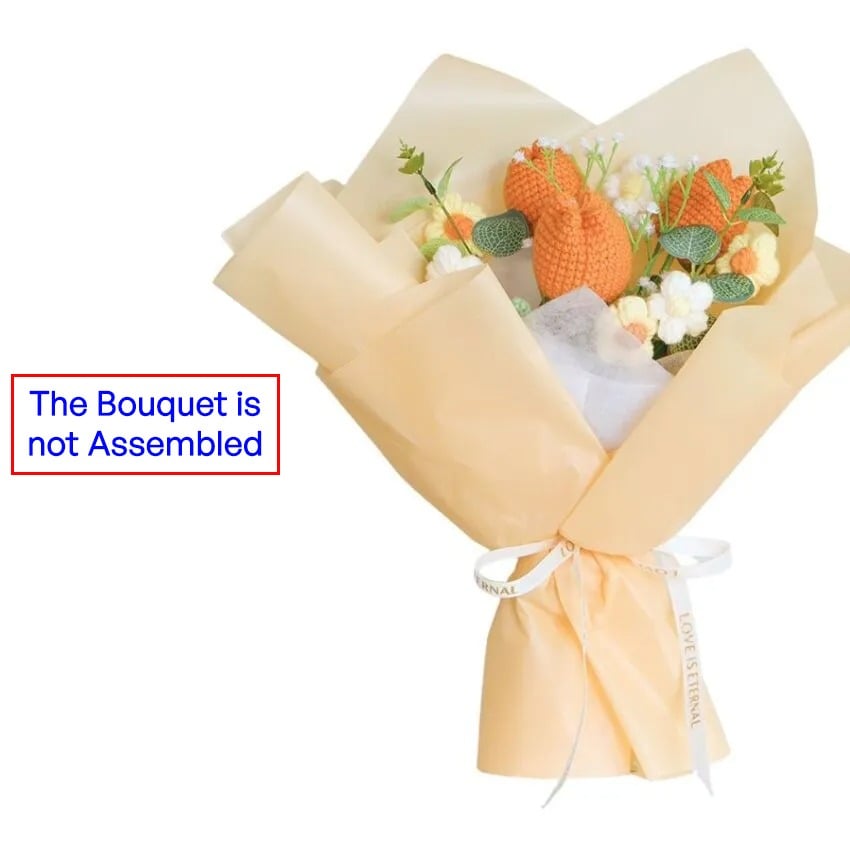 DIY Orange Crochet Tulips and Puff Flower Bouquets for MOTHERS DAY I Not Assembled