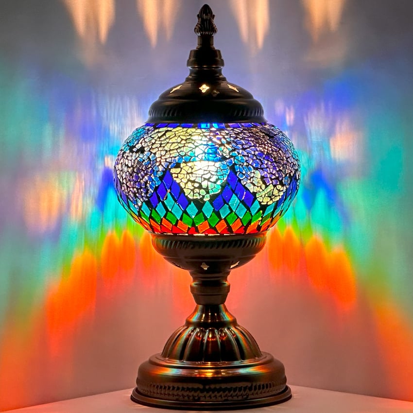 Mosaic LAMP with Blue Rainbow colors - Without Bulb