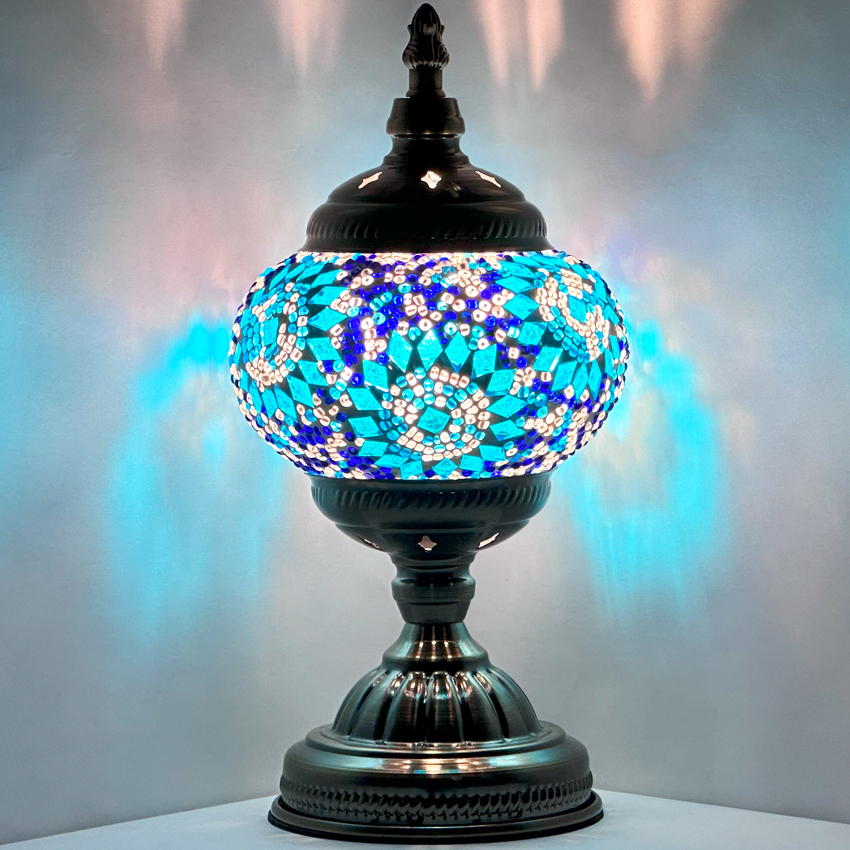 Mosaic Night Lamp with Blue pearl pattern - Without Bulb