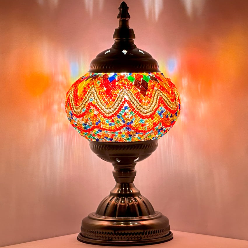 Vintage Turkish LAMPs with Fiery Waves Pattern - Without Bulb