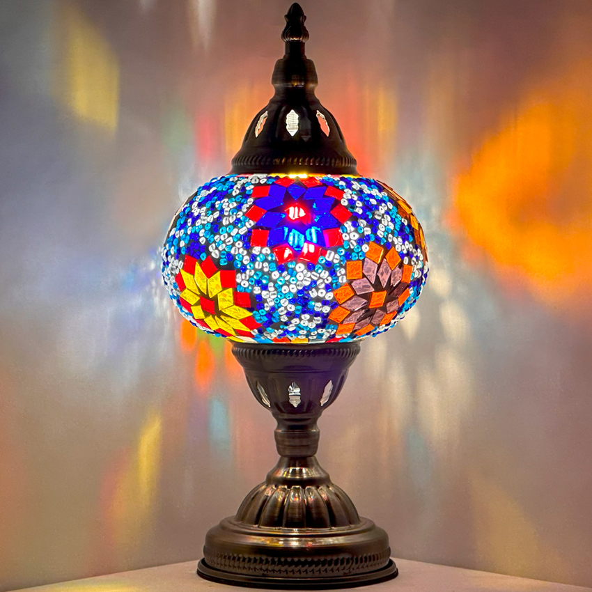 Rainbow Hibiscus Desk Lamp with Mosaic GLASSES - Without Bulb