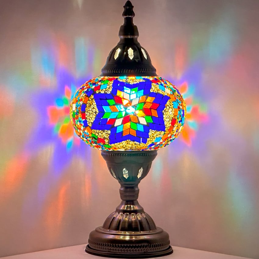 Rainbow Coral Vintage Moroccan Lamp - Without Bulb