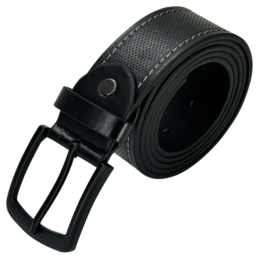 Belt for Men Black LEATHER with Dot Pattern Mixed sizes