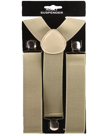 Beige 1.5 Inch Wide SUSPENDERS