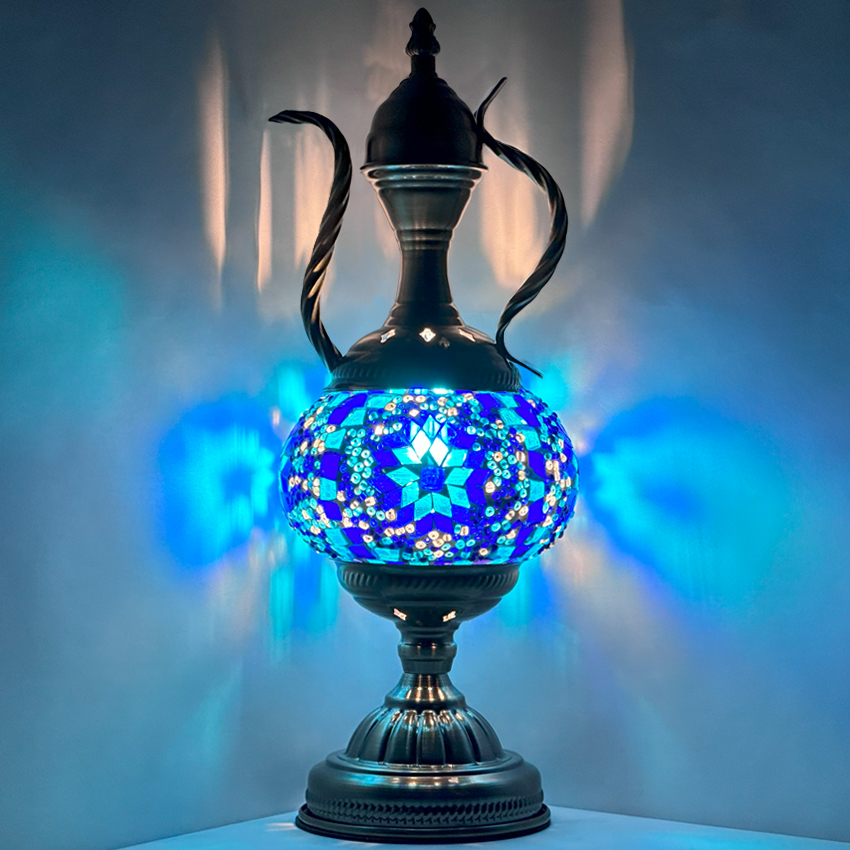 Midnight Blue Turkish Lamp with Pitcher Design - Without Bulb