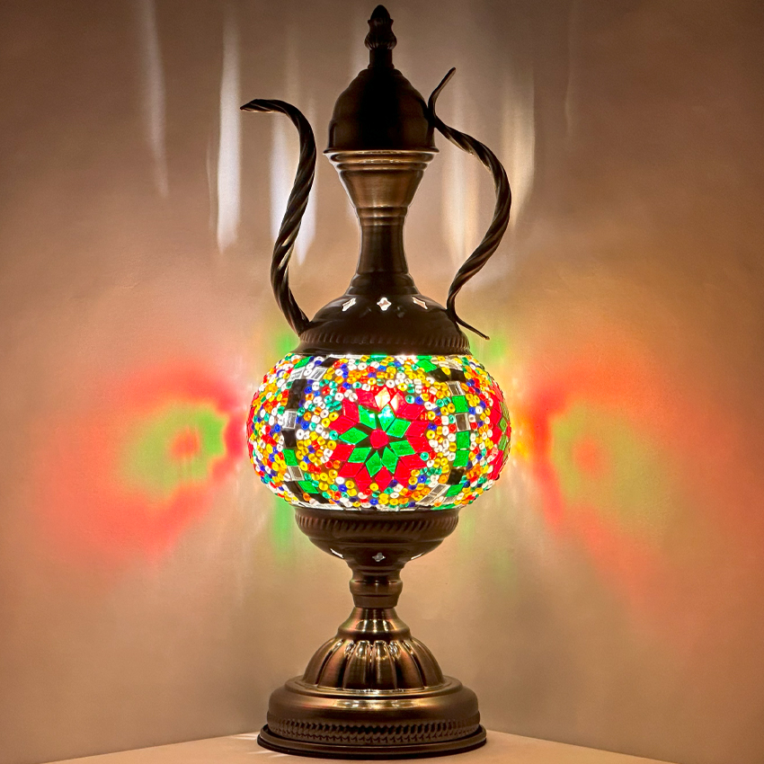 Green Vintage Turkish Lamps with Pitcher Design - Without Bulb