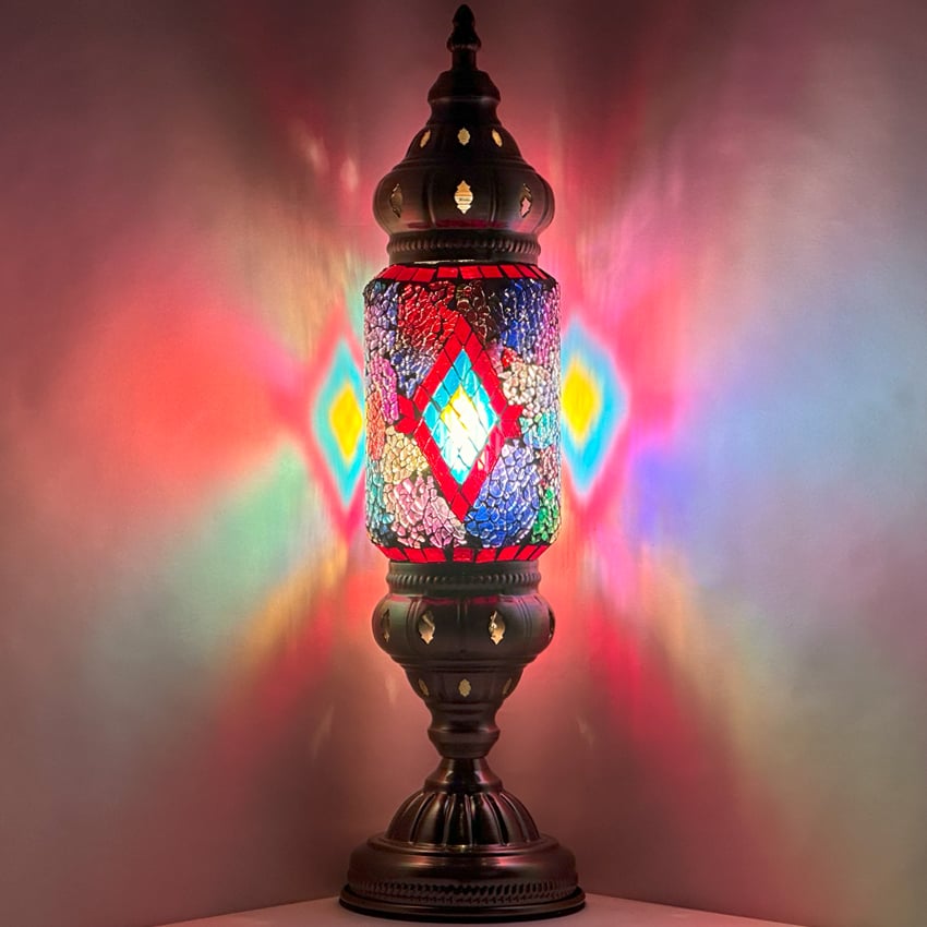 Rainbow Diamond Turkish LAMP with Mosaic Cylindrical Style - Without Bulb