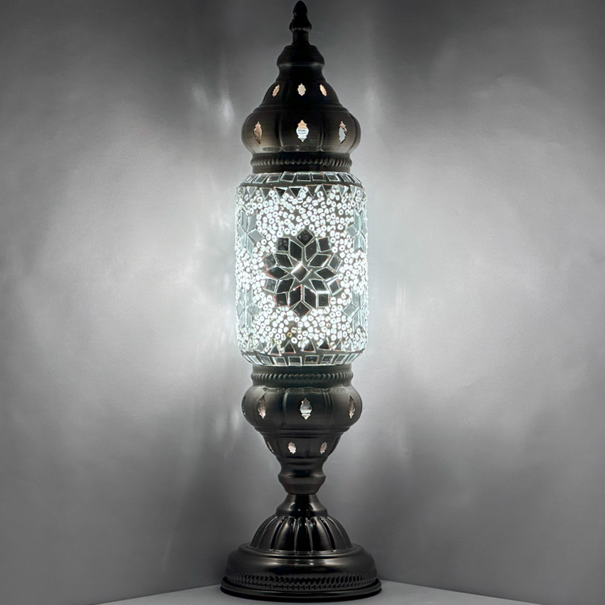 White Rose Turkish LAMP with Cylindrical Design - Without Bulb