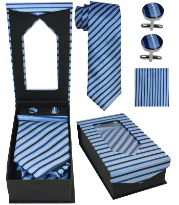 Light Blue Striped Tie Set