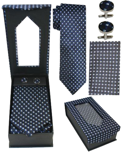 Navy Blue Polka Dot TIE Set