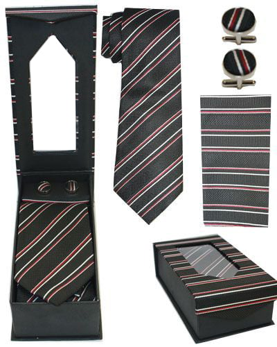 Striped Black NeckTIE Set