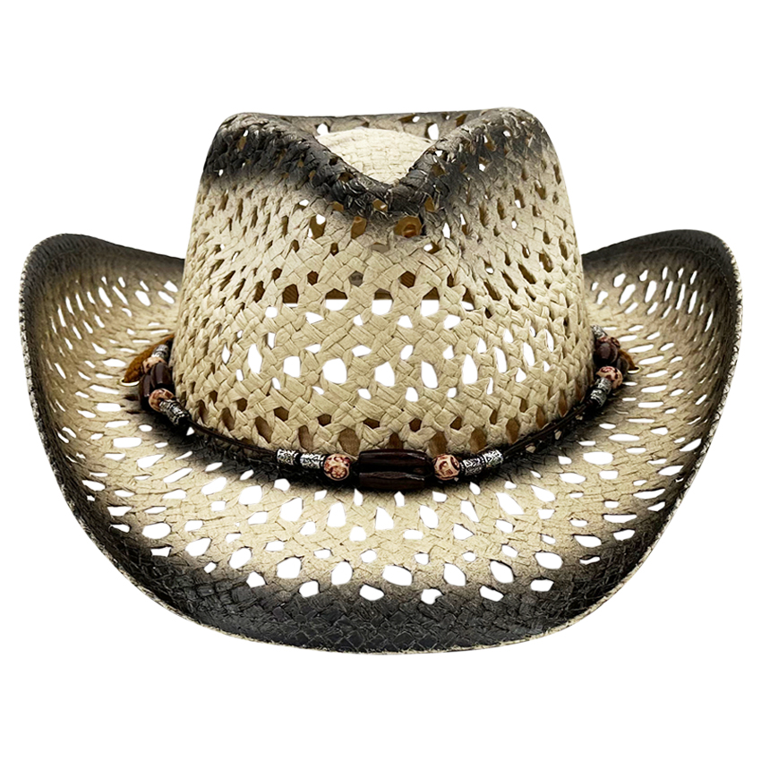 STRAW Cowboy HATs with Black Shaded Breathable Hollow Design