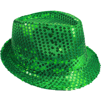 Green Sequin Trilby Fedora HAT