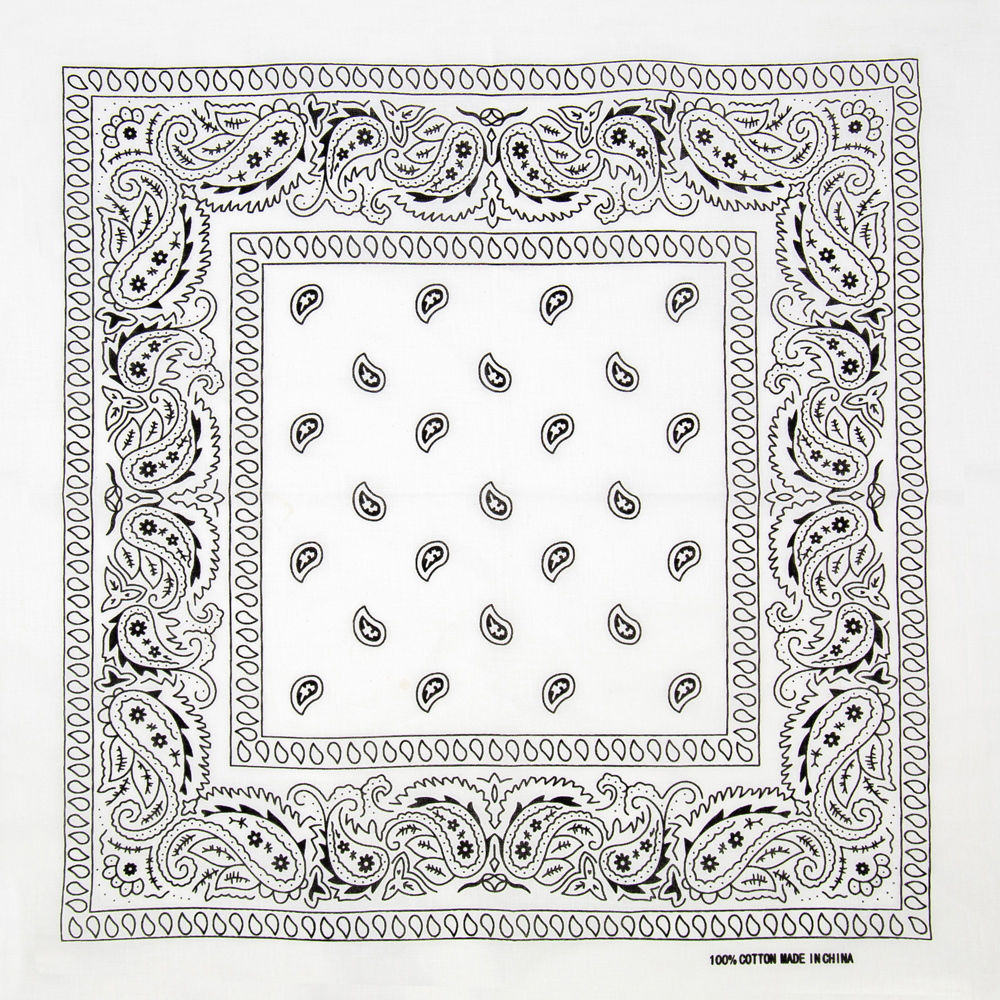 White Paisley Cotton BANDANAs