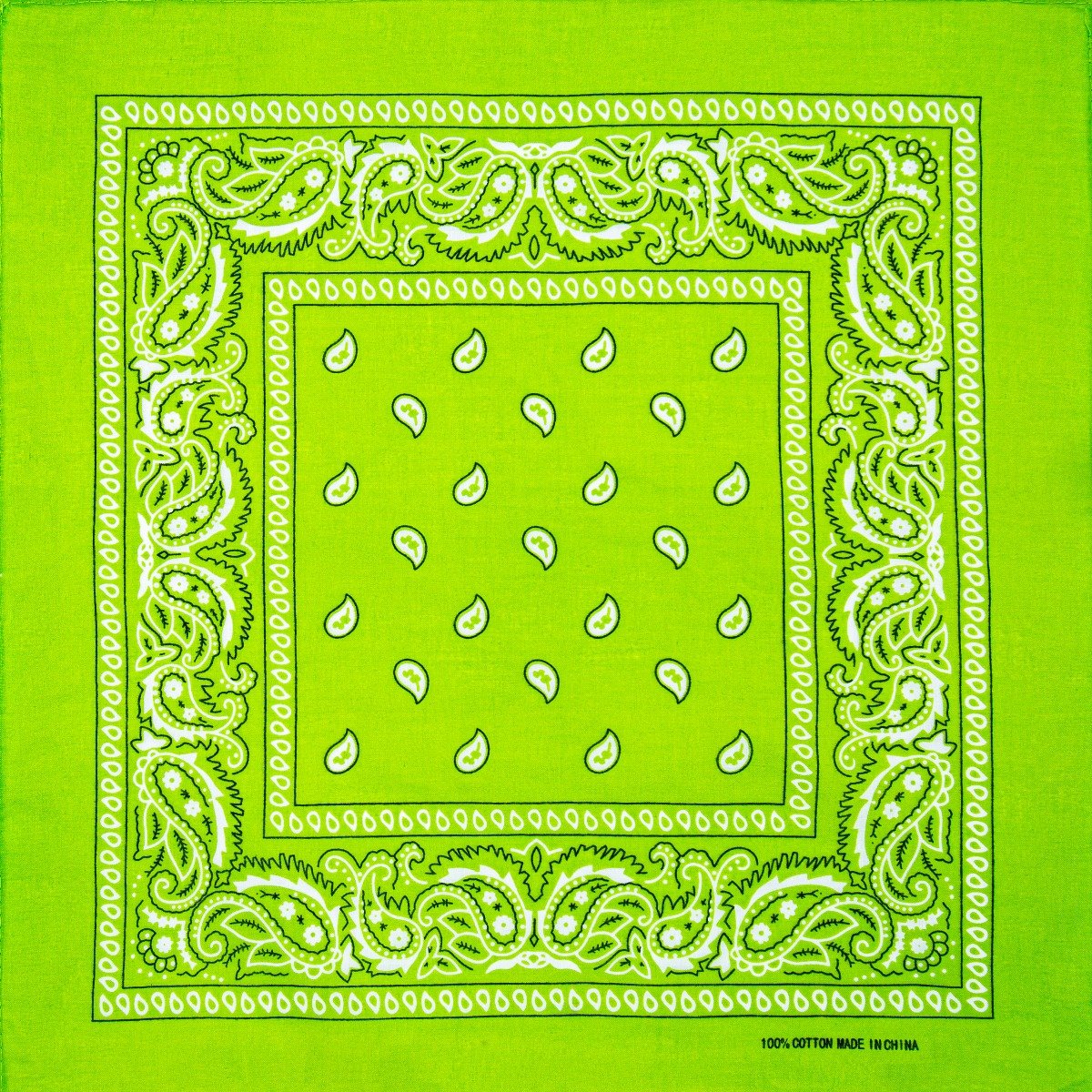 Light Green Paisley Cotton Bandanas