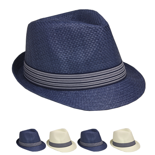 Classic Strip Banded Trilby Fedora HAT Set - Mix Colors