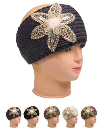 Winter Headbands with Flower for Women