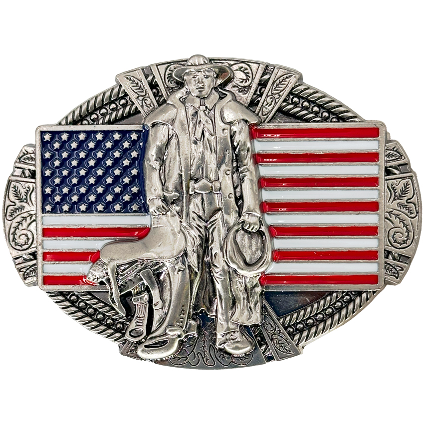 American Flag Cowboy BELT BUCKLE