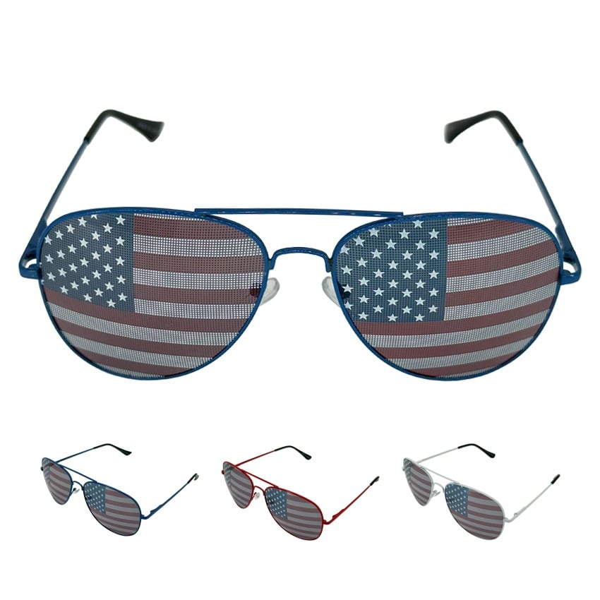 American Flag Metal Flag SUNGLASSES for Men and Women - Assorted Colors | UV 400